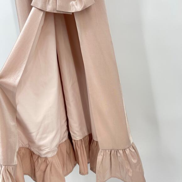 Sister Jane | NWT Bow Maxi Dress in Rose Quartz Puff Sleeve Satin Twill XS - Picture 10 of 16